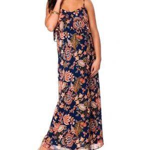 Motherhood Maternity Women's Floral Spaghetti Strap Maxi Dress - L
